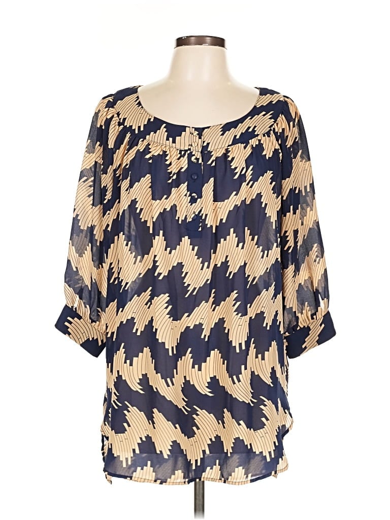 Pre-owned Assorted Brands 3/4 Sleeve Blouse In Gold