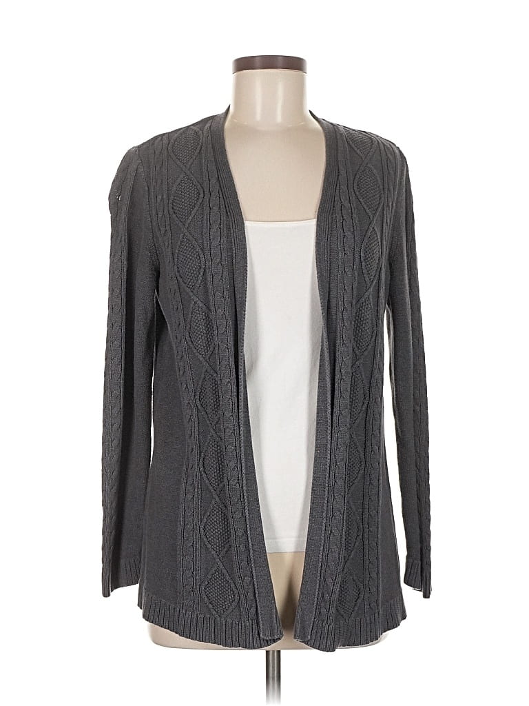 Pre-owned Karen Scott Cardigan Sweater In Gray