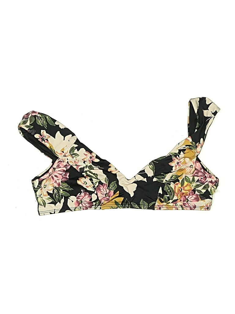 Pre-owned Vitamin A Swimsuit Top Green Floral Pattern Swimwear