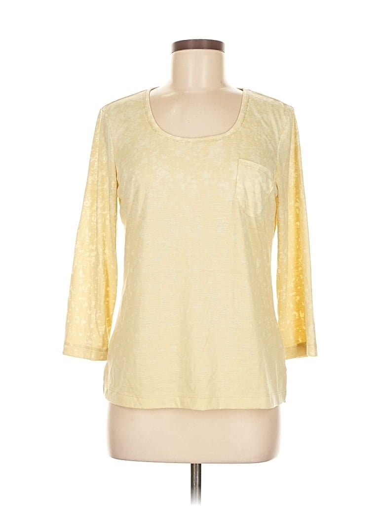Pre-owned Zenergy By Chico's 3/4 Sleeve T-shirt In Gold