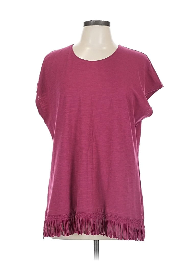 Pre-owned Allison Daley Short Sleeve Top Burgundy Scoop Neck Tops