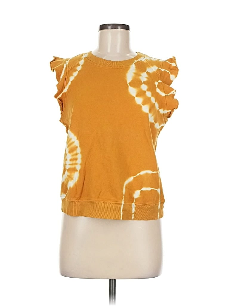 Pre-owned T.la Short Sleeve Top Yellow Keyhole Neckline Tops