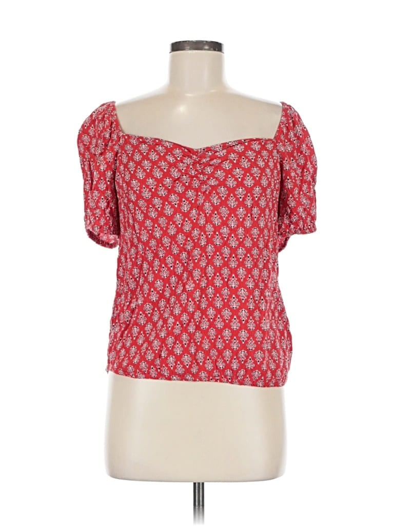 Pre-owned Maurices Short Sleeve Top Red Sweetheart Neckline Tops