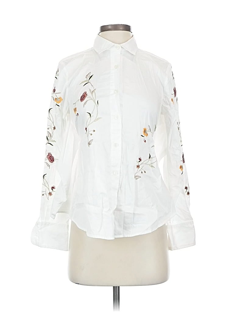 Pre-owned Blanknyc Blank Nyc Long Sleeve Blouse In White