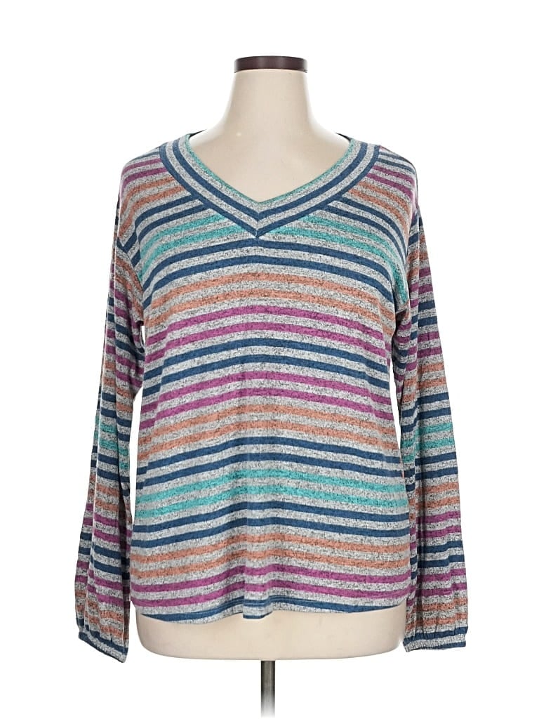 Pre-owned Lane Bryant Long Sleeve T-shirt In Silver