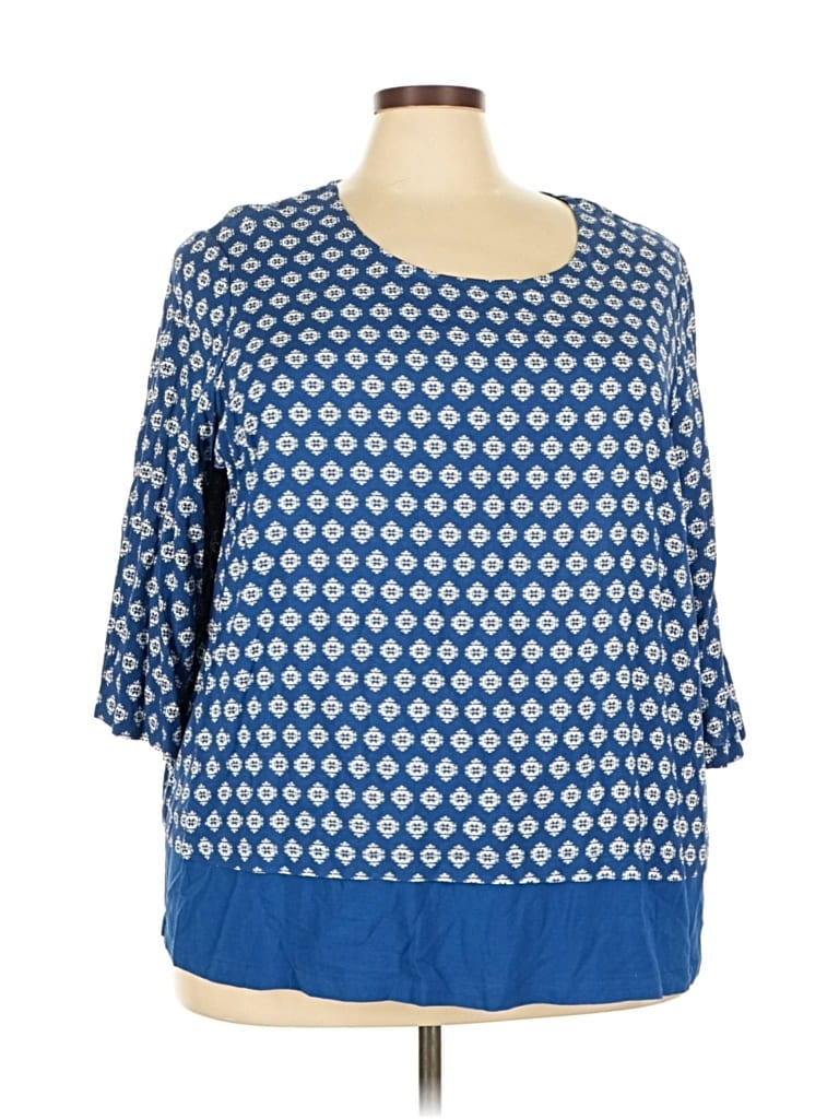 Pre-owned Blair 3/4 Sleeve Blouse In Blue
