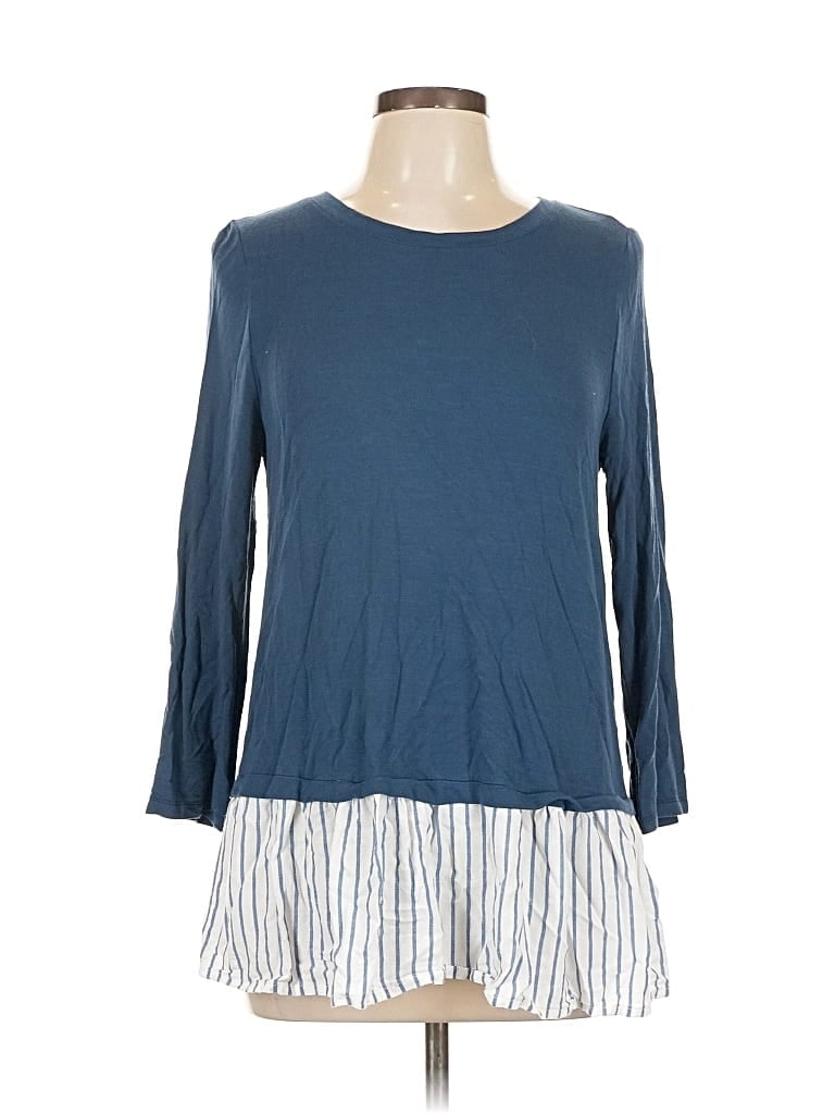 CUPIO Pre-owned 3/4 Sleeve Top Blue Boatneck Tops