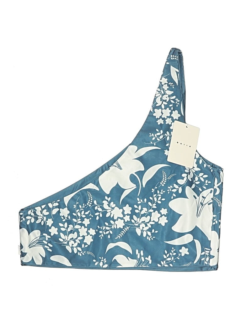 Pre-owned Baiia Swimsuit Top Blue Halter Neckline Swimwear