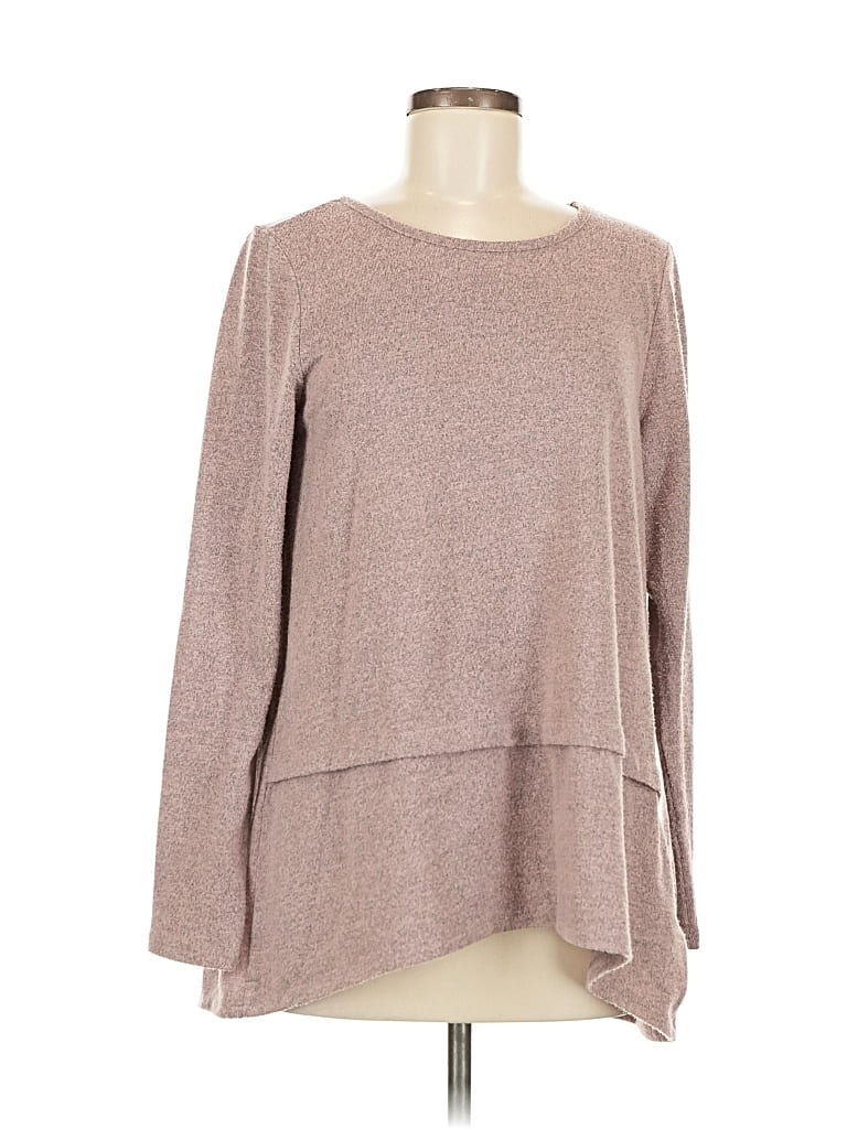 Pre-owned Dg^2 By Diane Gilman Long Sleeve Top Brown Boatneck Tops