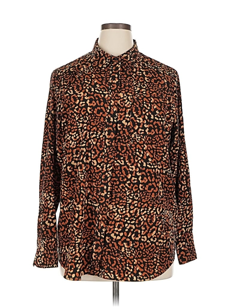 Pre-owned Nine West Long Sleeve Blouse In Brown