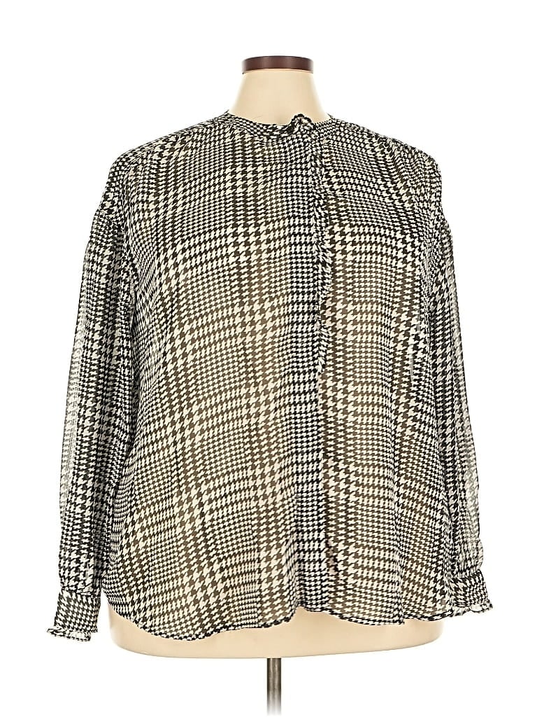 Pre-owned Lane Bryant Long Sleeve Blouse In Gray