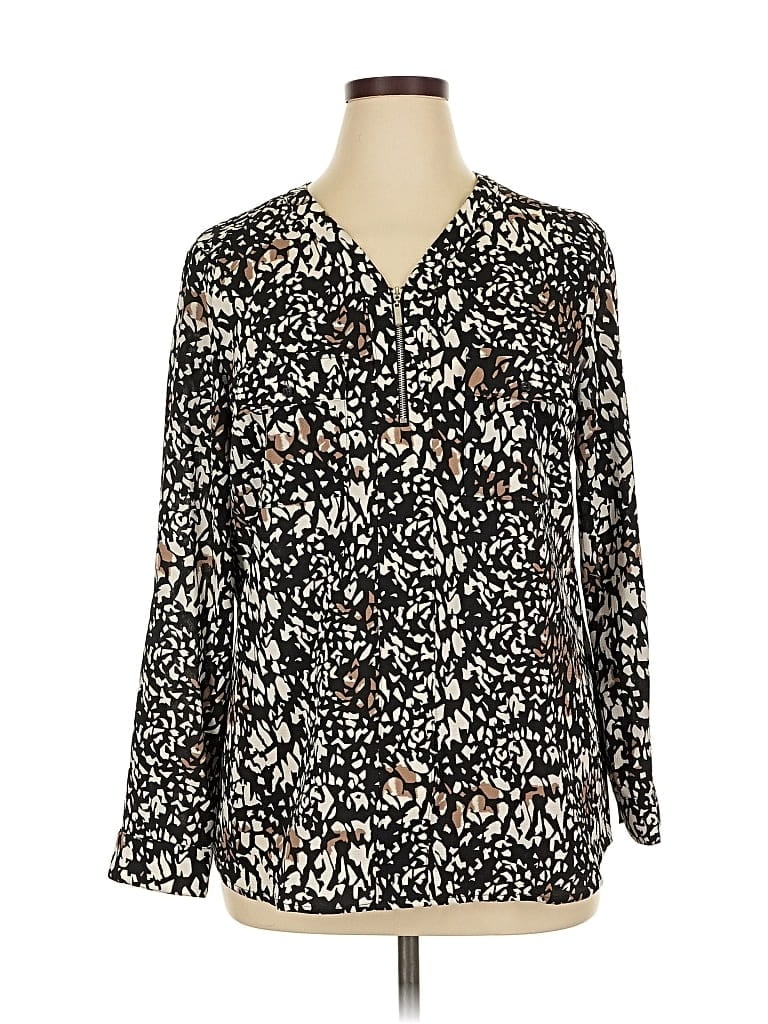 Pre-owned Valerie Stevens Long Sleeve Blouse In Black