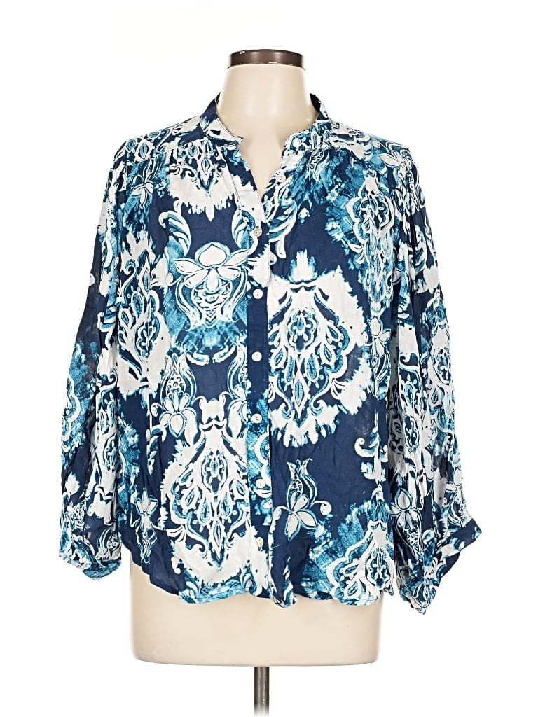 Pre-owned Haute Hippie 3/4 Sleeve Blouse In Blue
