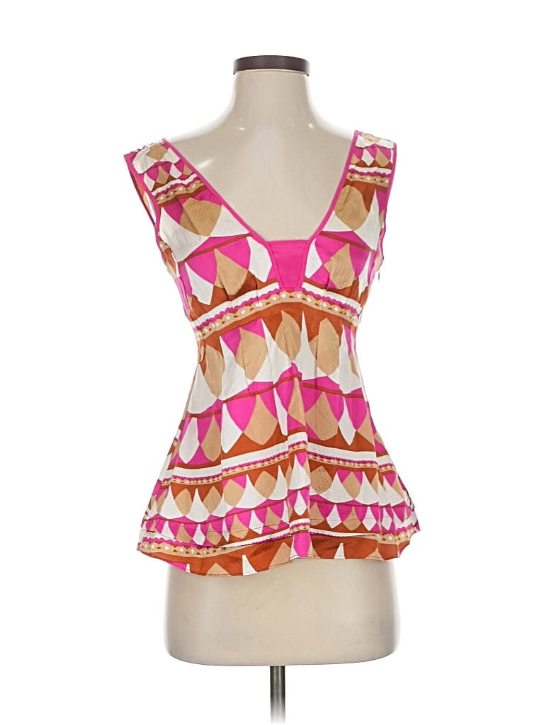 Click to view more detailed imagery on our partner's website Pre-owned Diane Von Furstenberg Sleeveless Top Pink Color Block Pattern Tops