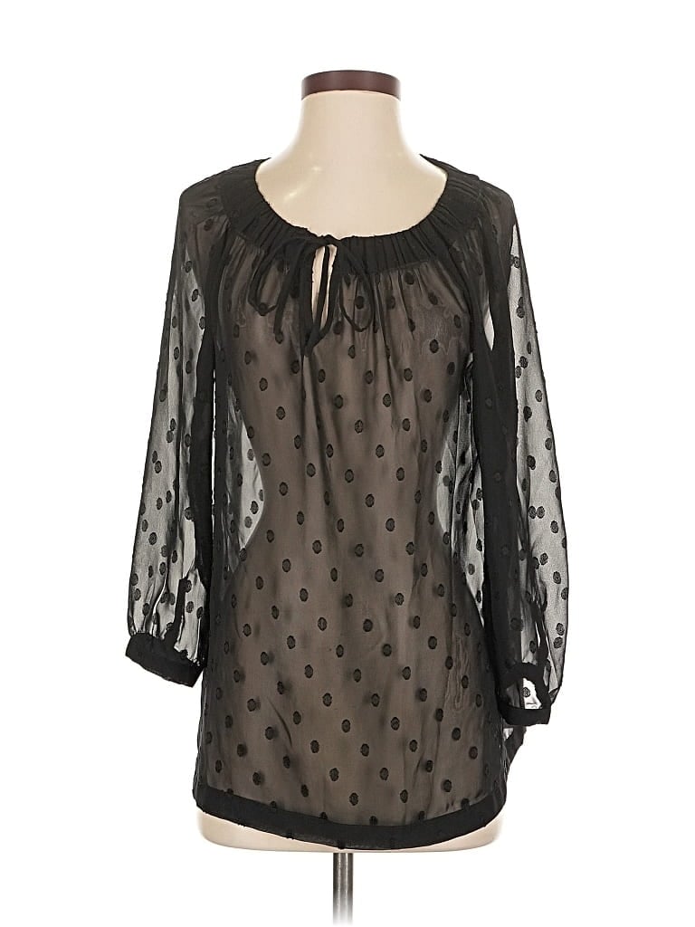 Pre-owned Ann Taylor Loft 3/4 Sleeve Blouse In Black