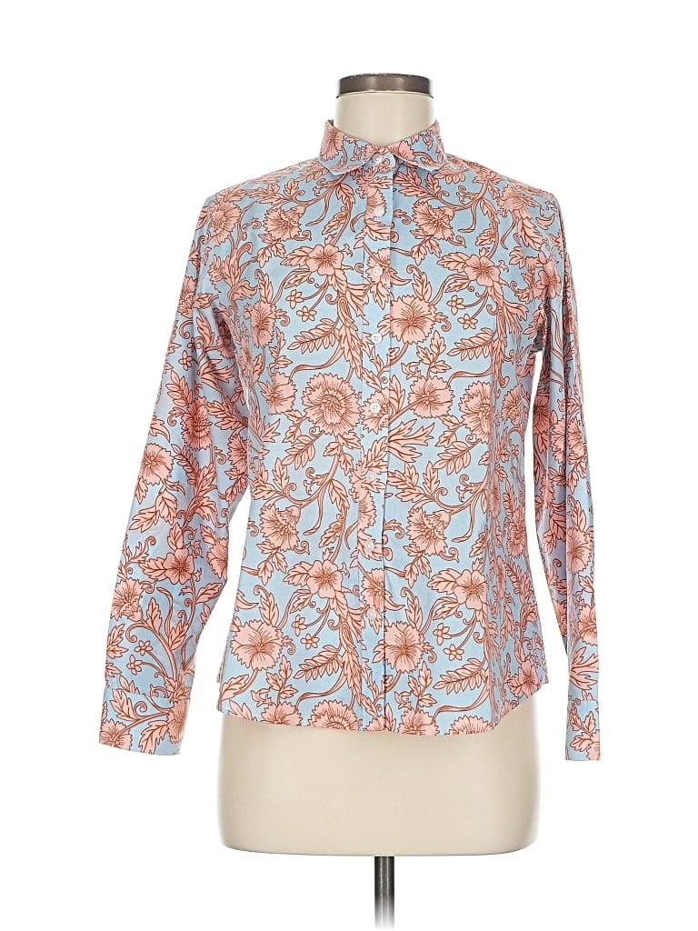 Pre-owned Lands' End Long Sleeve Blouse In Blue