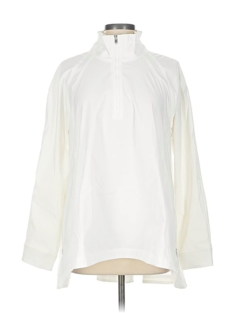 Pre-owned Athleta Fleece Jacket In White
