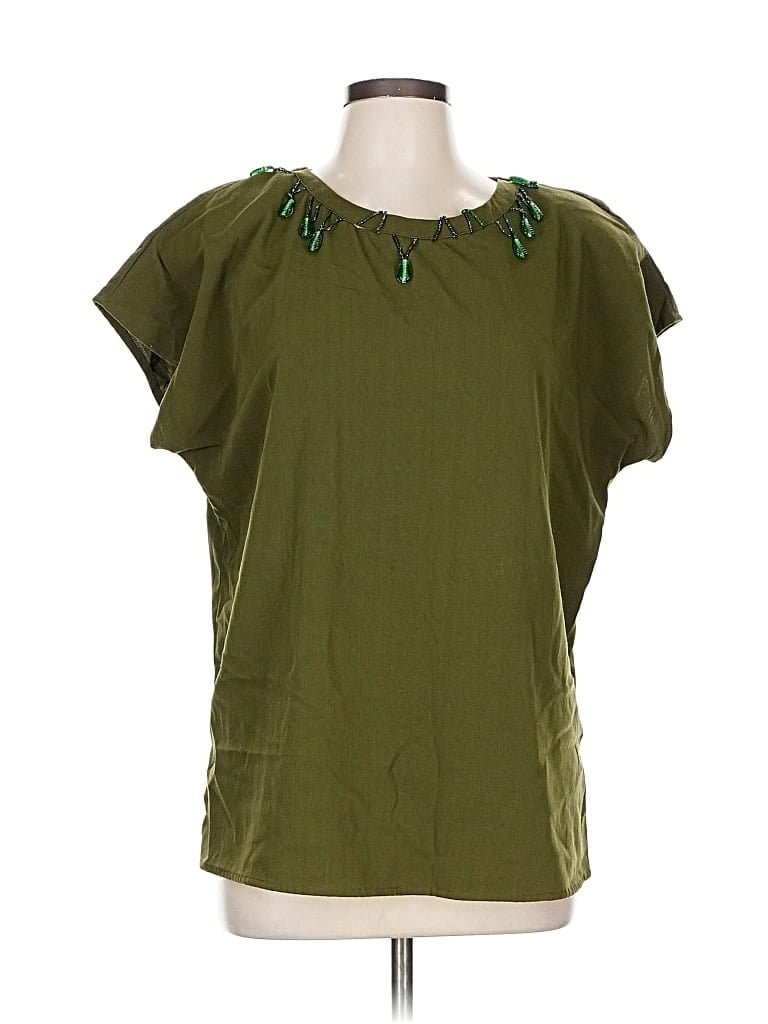 Pre-owned The Villager Short Sleeve Blouse In Green
