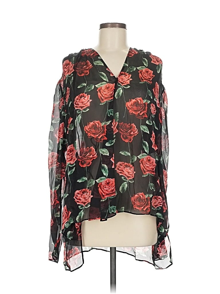 Magda Butrym Sleeveless Silk Top Black Plunge Neckline Tops