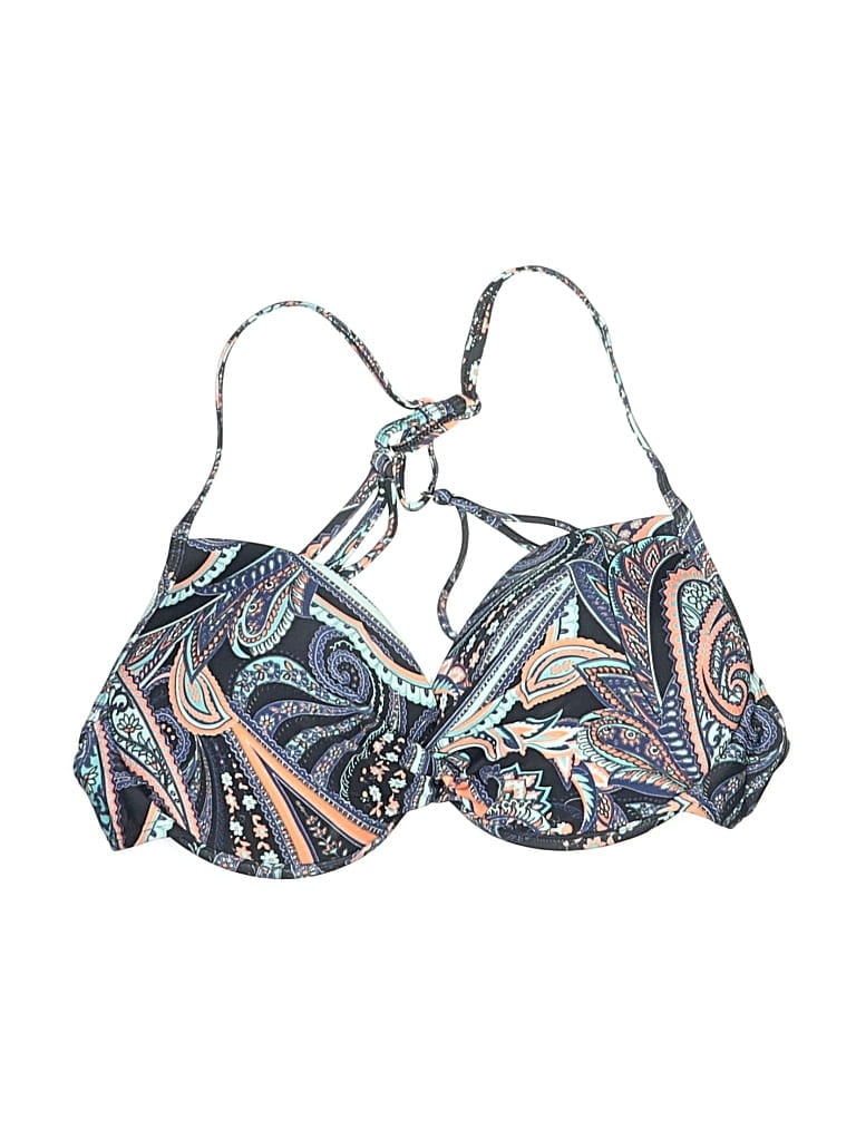 Pre-owned Relleciga Swimsuit Top Blue Paisley Pattern Swimwear