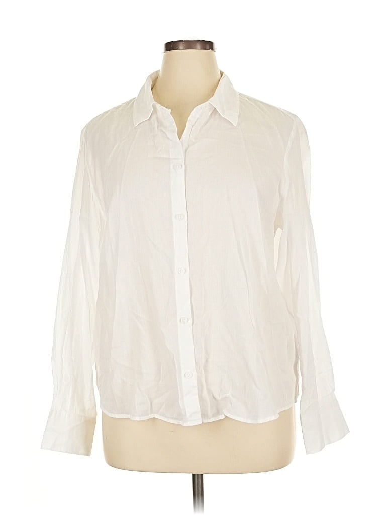 Pre-owned Divided By H&m Long Sleeve Blouse In White