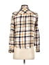 Maurices 100% Rayon Plaid Ivory Long Sleeve Button-Down Shirt Size S - photo 2