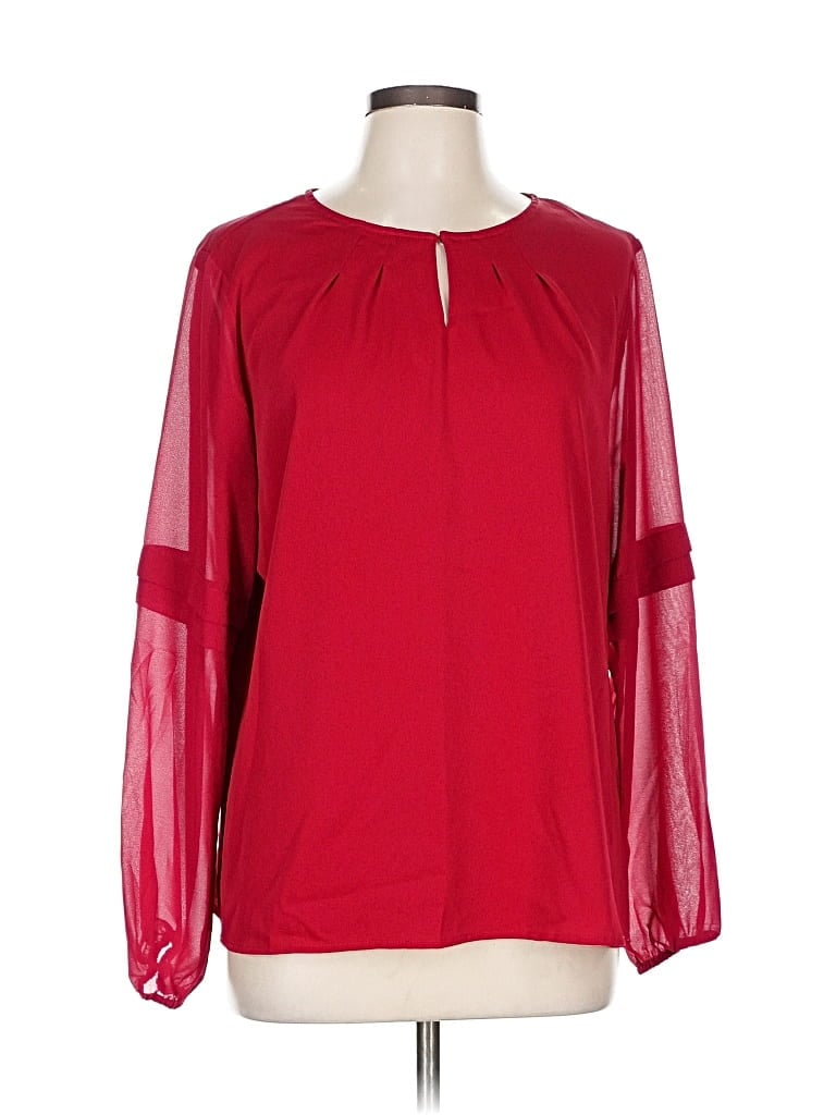 Pre-owned Allegra K Long Sleeve Blouse In Red