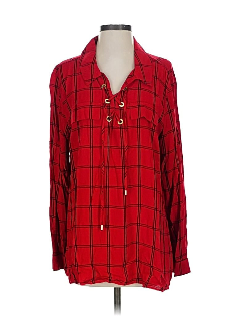 Pre-owned Calvin Klein Long Sleeve Blouse In Red