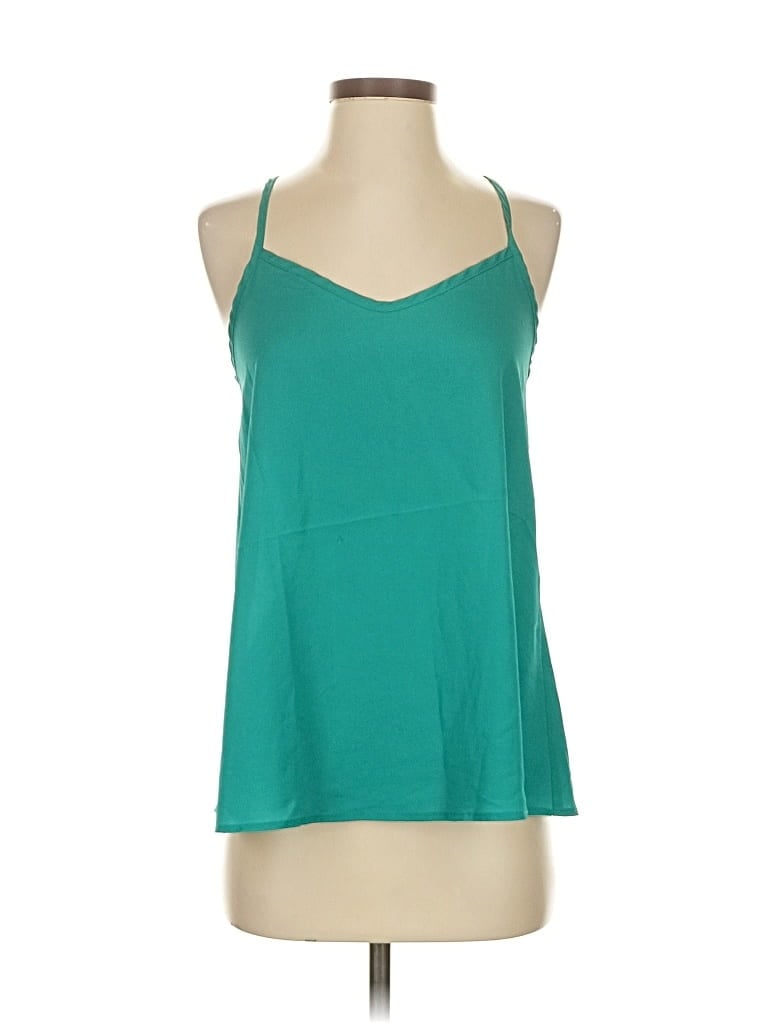 Pre-owned Necessary Objects Tank Top Teal Halter Neckline Tops In Blue