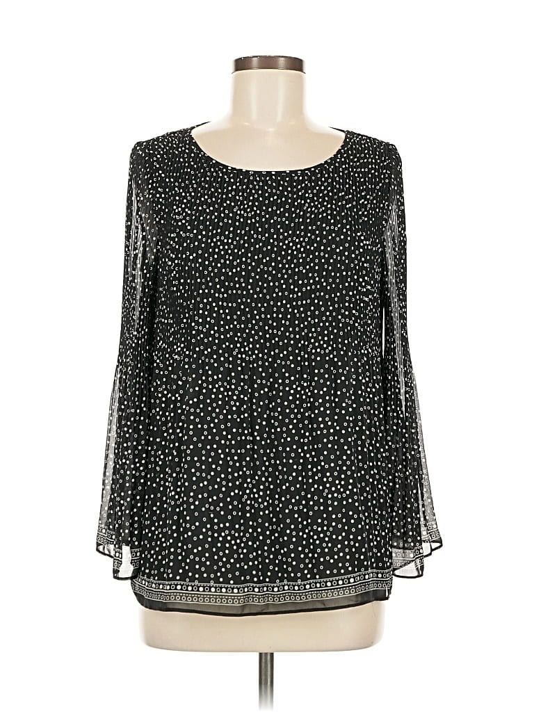 Pre-owned Max Studio Long Sleeve Blouse In Black