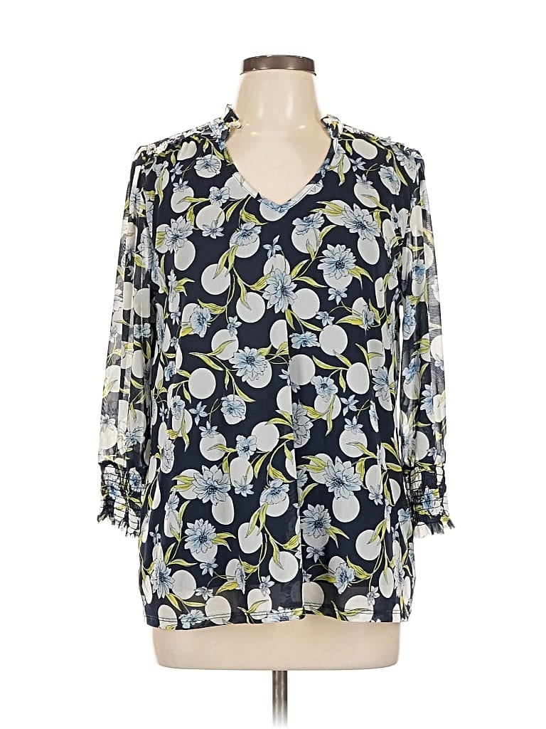 Pre-owned Cato 3/4 Sleeve Blouse In Blue