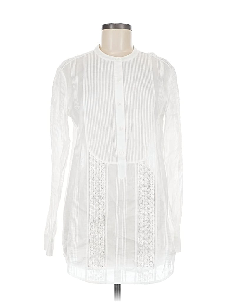 Pre-owned Theory Long Sleeve Blouse In White