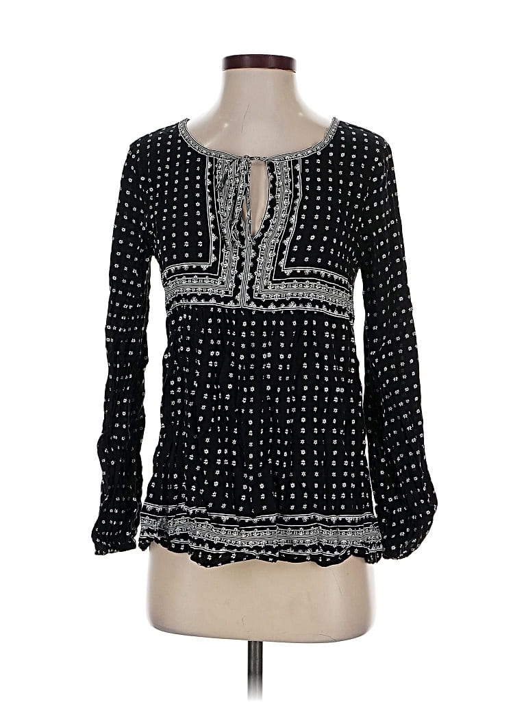 Pre-owned Max Studio Long Sleeve Blouse In Black