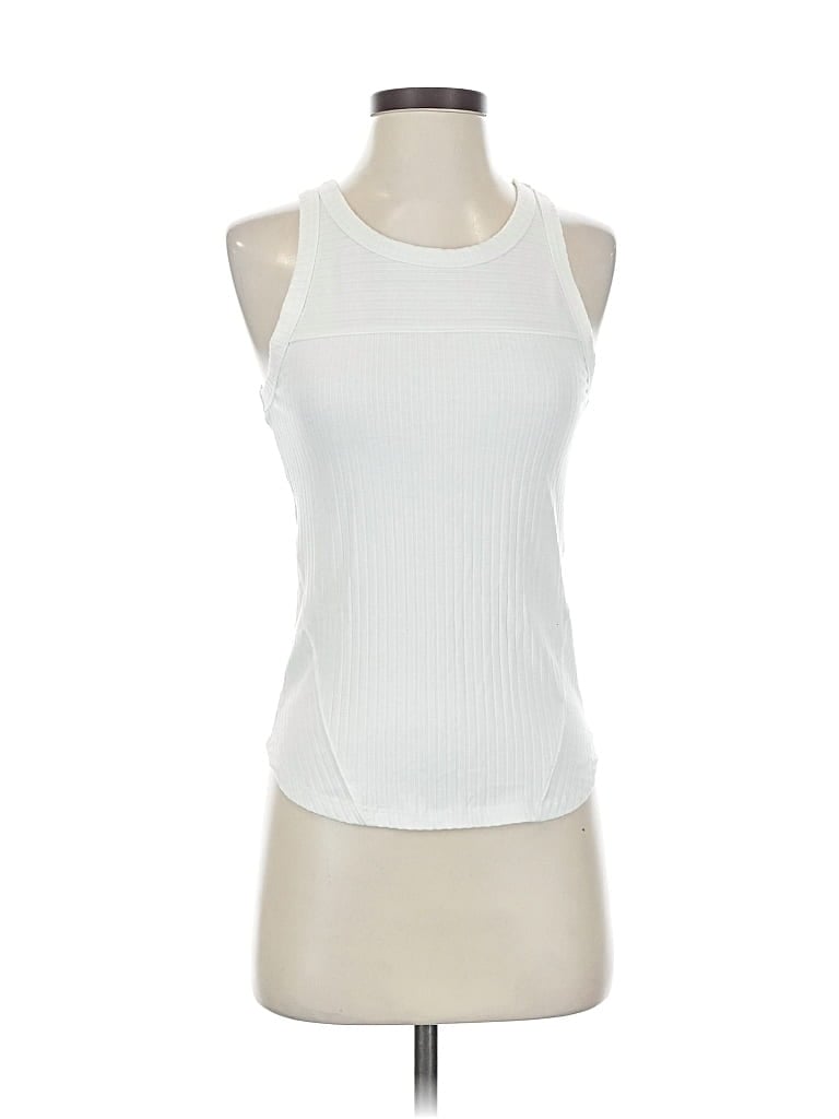 Pre-owned Peyton Jensen Tank Top Ivory Halter Neckline Tops In White