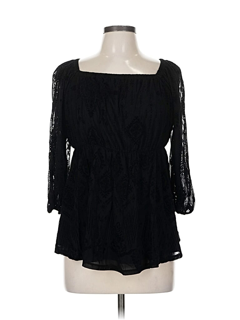 Pre-owned Torrid 3/4 Sleeve Blouse In Black