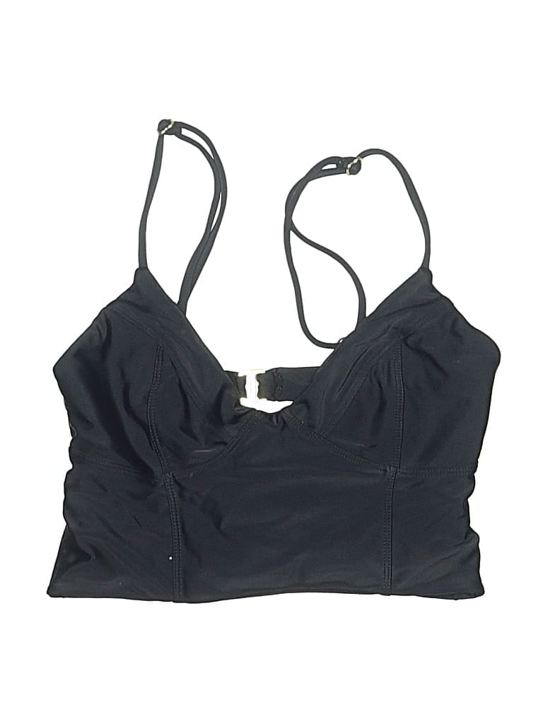 Pre-owned Tori Praver Swimsuit Top Black Solid Pattern Swimwear