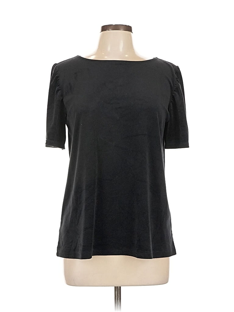 Pre-owned Ann Taylor Loft Short Sleeve Top Black Boatneck Tops