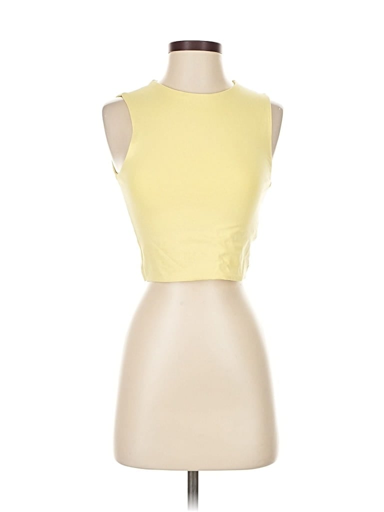 Pre-owned Zara Tank Top Yellow Halter Neckline Tops