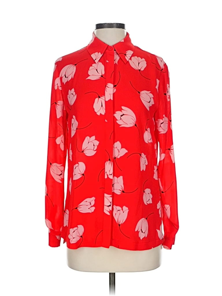 Pre-owned Hobbs London Long Sleeve Blouse In Red