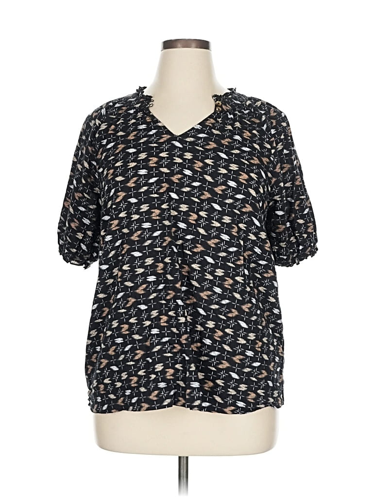 Pre-owned Sonoma Goods For Life Short Sleeve Blouse In Black