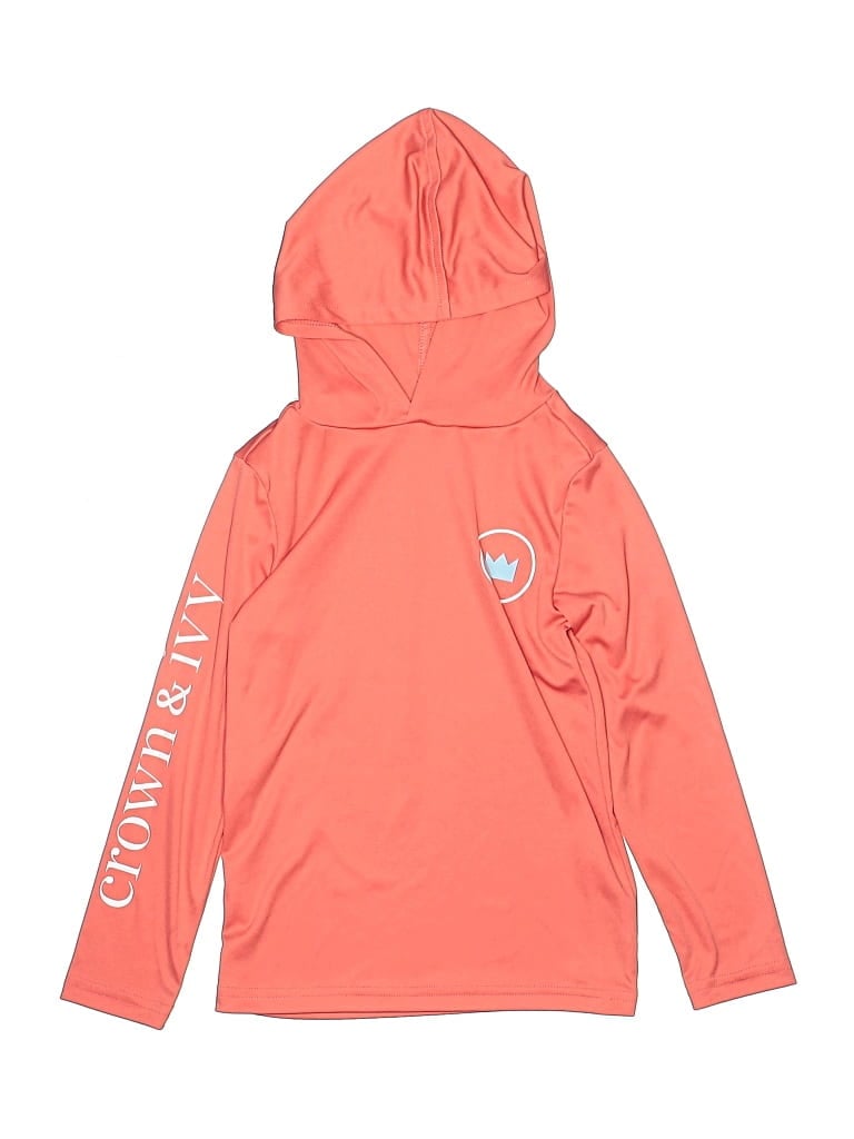 Pre-owned Crown & Ivy Kids' Zip Up Hoodie In Orange
