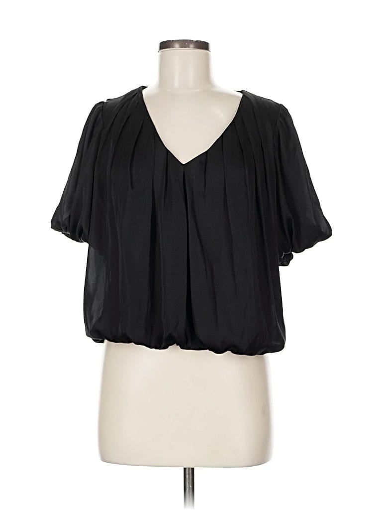 Pre-owned Astr Short Sleeve Blouse In Black