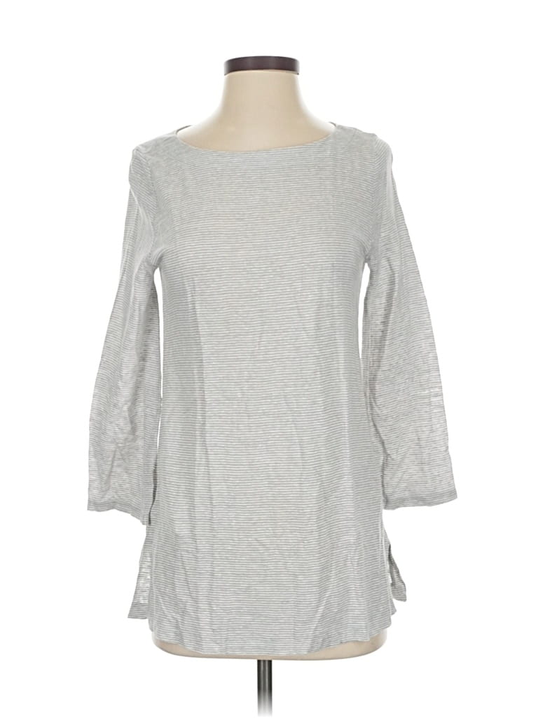 Pre-owned Eileen Fisher 3/4 Sleeve T-shirt In Silver