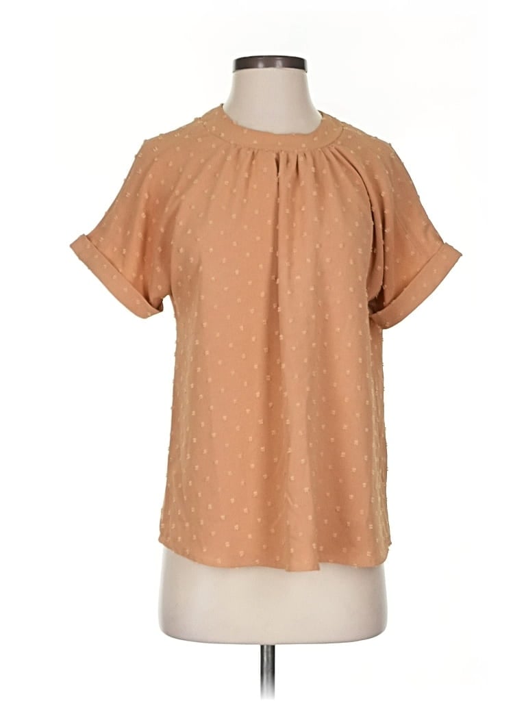 Pre-owned Unbranded Short Sleeve Blouse In Brown