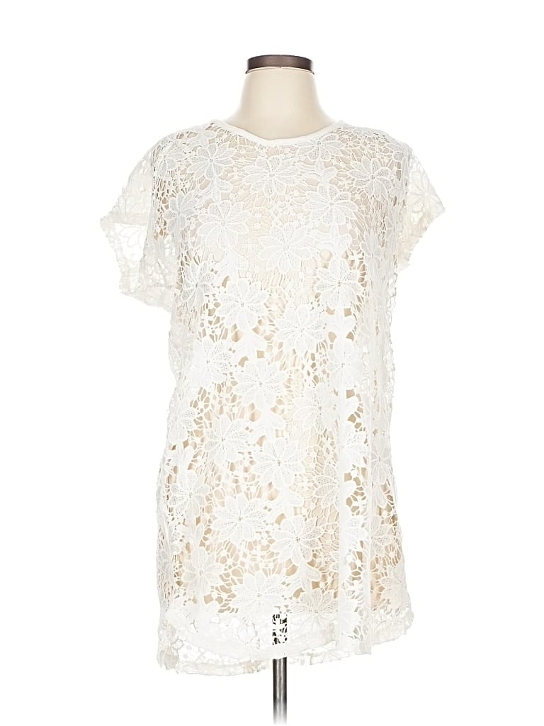Pre-owned Xhilaration Short Sleeve Blouse In White