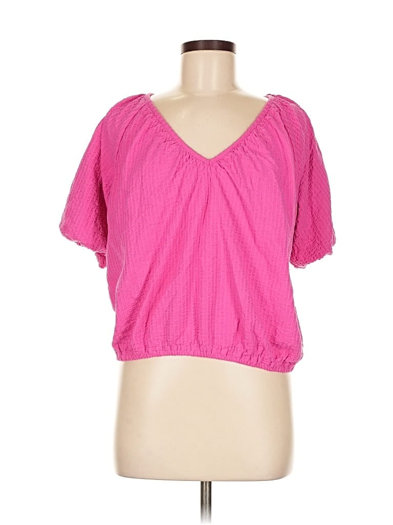 Pre-owned Ann Taylor Loft Short Sleeve Top Pink V Neck Tops