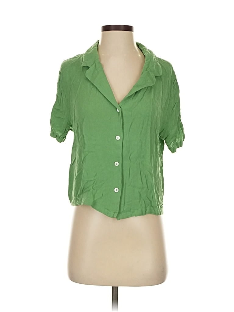 Pre-owned Primark Short Sleeve Blouse In Green