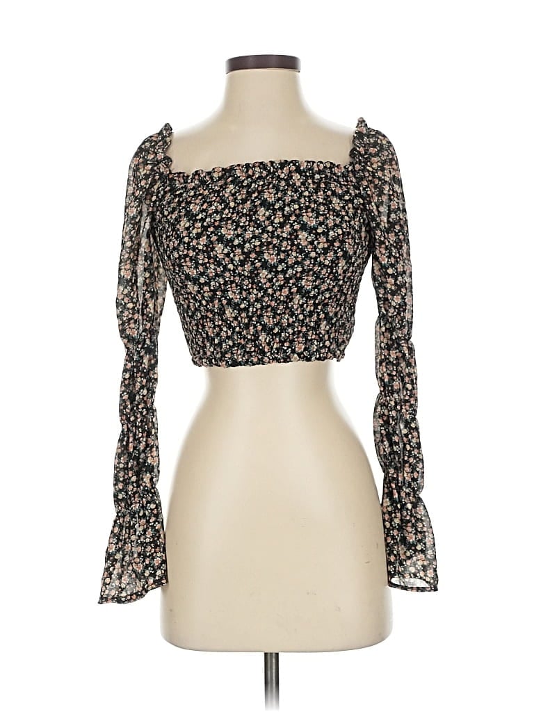 Pre-owned Wild Fable Long Sleeve Blouse In Black