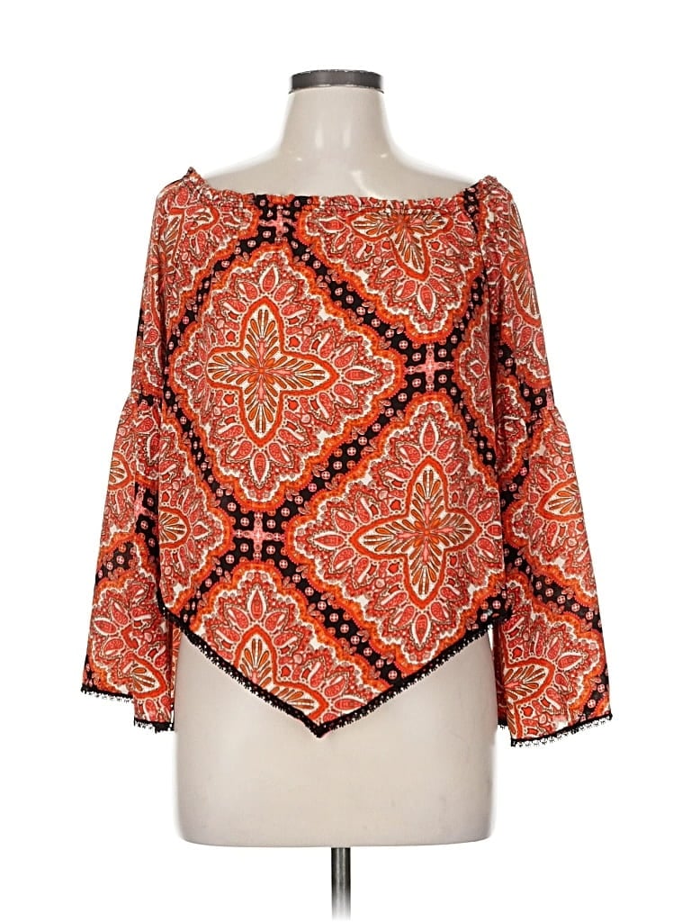 Pre-owned Socialite 3/4 Sleeve Blouse In Orange
