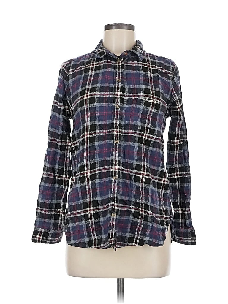 Pre-owned American Eagle Outfitters Long Sleeve Button Down Shirt In Blue